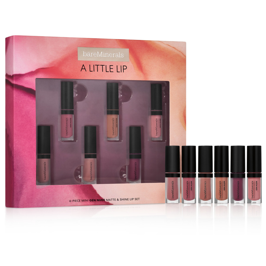 bareMinerals A Little Lip: 6-piece Mini Gen Nude Matte & Shine Lip Set