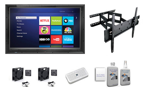 60-65 Inch Anti-Glare Outdoor TV Enclosure Full Motion Mount Ultimate Combo Kit