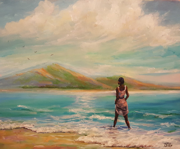 "In My Paradise", 30x40, Hand-embellished 1/1 canvas replica, gallery wrapped. This painting captures the beauty of nature in so many ways. T. Ellis has a unique way of exposing the serene elegance, grace and nobility of the woman of color.  Her presence lies within the turquoise waters of the Caribbean with the warmth of the sunbathing down her body. You can feel that she is comfortable in the power of the sea. She is one with nature and all its beauty, she is in her paradise! $2500.00

 

To purchase " In My Paradise" email T. Ellis at tedellisart@gmail or call him at 832.385.2249 directly to arrange purchase or buy directly at https://www.tellisfineart.com/in-my-paradise/

Thanks for your continued support of T. Ellis Fine Art!!!!

