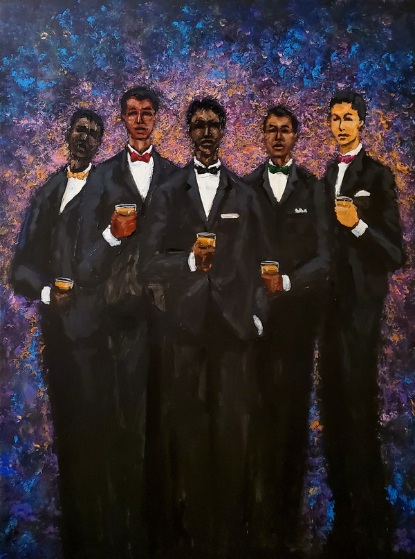 Gentlemens Night Out- 40x30, 1/1 Hand-embellished Canvas Replica, Gallery Wrapped