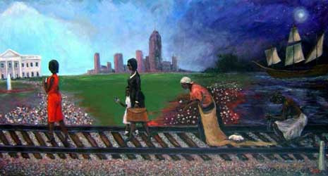 The Journey II, from the slave ships, to the cotton fields, to the boardroom, to the President of the United States and the promise of what lies ahead. Celebrating the 150 year anniversary of the Emancipation Proclamation and the 50th anniversary of Civil Rights March on Washington. This powerful images speaks of trials and triumphs of Africans enduring slavery and African American finally gaining their freedom and liberty. The Journey II, is available as a collectible limited edition signed print. Only 150 prints, size 18x36, collectors price of $1850.00. Printed on high quality archival acid free paper. 