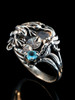 Frog Lily Pond Ring - Silver and Blue Topaz