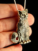 Large Cat Pendant - Silver