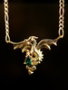 Dragon In Flight  Pendant with Green Tourmaline - 14K gold