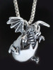 Large Hatching Dragon Pendant - Silver