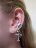 Gothic Cross Ear Cuff Chevron - Silver