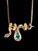 Gold Vine Snake With Blue Zircon in 14k Gold
