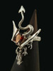 Dragon Sculpture Ring with Mozambique Garnet - Silver