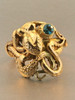 Octopus Ring With Blue Zircon - 14k Gold