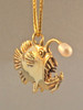 Gold Angler Fish Charm with White Pearl - 14k Gold