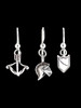 Close up of Shield, Helmet and Bow and Arrow Charms - Sterling Silver