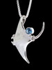 Manta Ray Charm Pendant with Gemstone in Silver