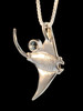 Manta Ray Charm Pendant with Gemstone in Silver