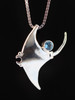 Manta Ray Charm Pendant with Gemstone in Silver 