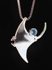 Manta Ray Charm Pendant with Gemstone in Silver