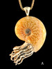 Fossilized Ammonite Nautilus Necklace w/Chrome Diopside