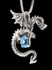 Spike Dragon Pendant w/Blue Topaz