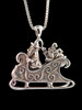 Santa Clause and Sleigh Pendant - Silver