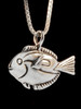 Blue Tang Fish Charm Pendant - Silver