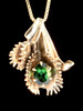 Fly and Venus Flytrap Pendant with Green Tourmaline -14k Gold