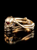 Skull and Crossbones Ring with Ruby Eyes -14k Gold