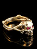 Skull and Crossbones Ring with Ruby Eyes -14k Gold