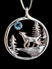 Lunar Wolf Song Pendant with Blue topaz