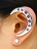 Crescent Ear Wrap with Purple CZs- Silver