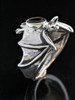 Silver Classic Bat Ring with Gemstone Back with Mozambique Garnet