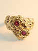 Double Rose and Ruby Ring - 14K Gold