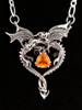 Dragon Heart Pendant - Mexican Fire Opal - Silver