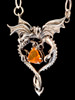 Dragon Heart Pendant - Mexican Fire Opal - Silver
