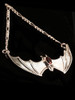 Large Spread Winged Bat Pendant with Gemstone Back in Silver