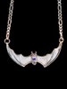 Large Spread Winged Bat Pendant with Rainbow Moonstone in Silver