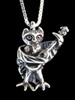 Edward Lear Poem - Owl with Guitar Charm - Silver