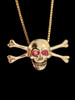 Medium Skull and Crossbones Pendant w/ Ruby or Diamond Eyes - 14k Gold