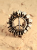 Flower Power Peace Symbol Ear Cuff - Silver