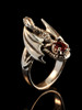 Silver Glider Dragon Ring with Garnet