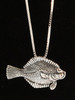 Flat Fish Halibut Pendant - Silver