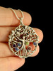 Circle of Life Tree Pendant with Gemstones - Silver