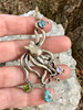 Large Octopus Pendant with Gemstones - Appetite - Blue Topaz - Peridot - Rainbow Moonstone - Silver