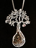 Primeval Forest Tree Pendant #24 with Marston Marble Fossil and Mexican Fire Opal - Silver