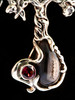 Primeval Forest Tree Pendant #22 Black Druzy Quartz and Rhodolite Garnet - Silver