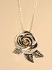 Yellow Rose of Texas - Blooming Rose Pendant with Yellow Citrine