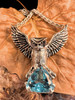 Owl Neckpiece with 14mm Blue Topaz Trillion - Silver