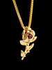 Rose Charm with Ruby - 14k Gold