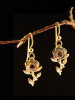 Rose Earrings with Rubies - 14k Gold