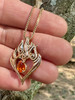 Burning Love Heart Pendant with Mexican Fire Opal