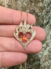 Burning Love Heart Pendant with Mexican Fire Opal