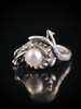 Curled Dragon Ring with Cultured Pearl - Silver Curled Dragon Ring with Cultured Pearl - Silver